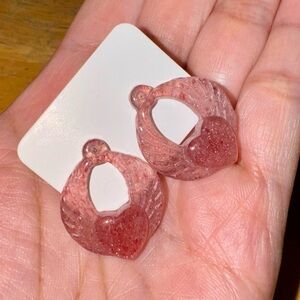 Strawberry quartz winged heart earrings